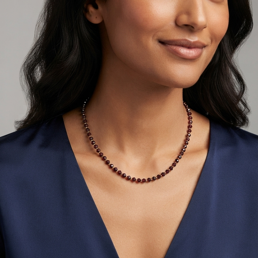 Dainty Garnet Necklace - Natural Gemstones & 18K Gold Plated Anti-Tarnish Chain