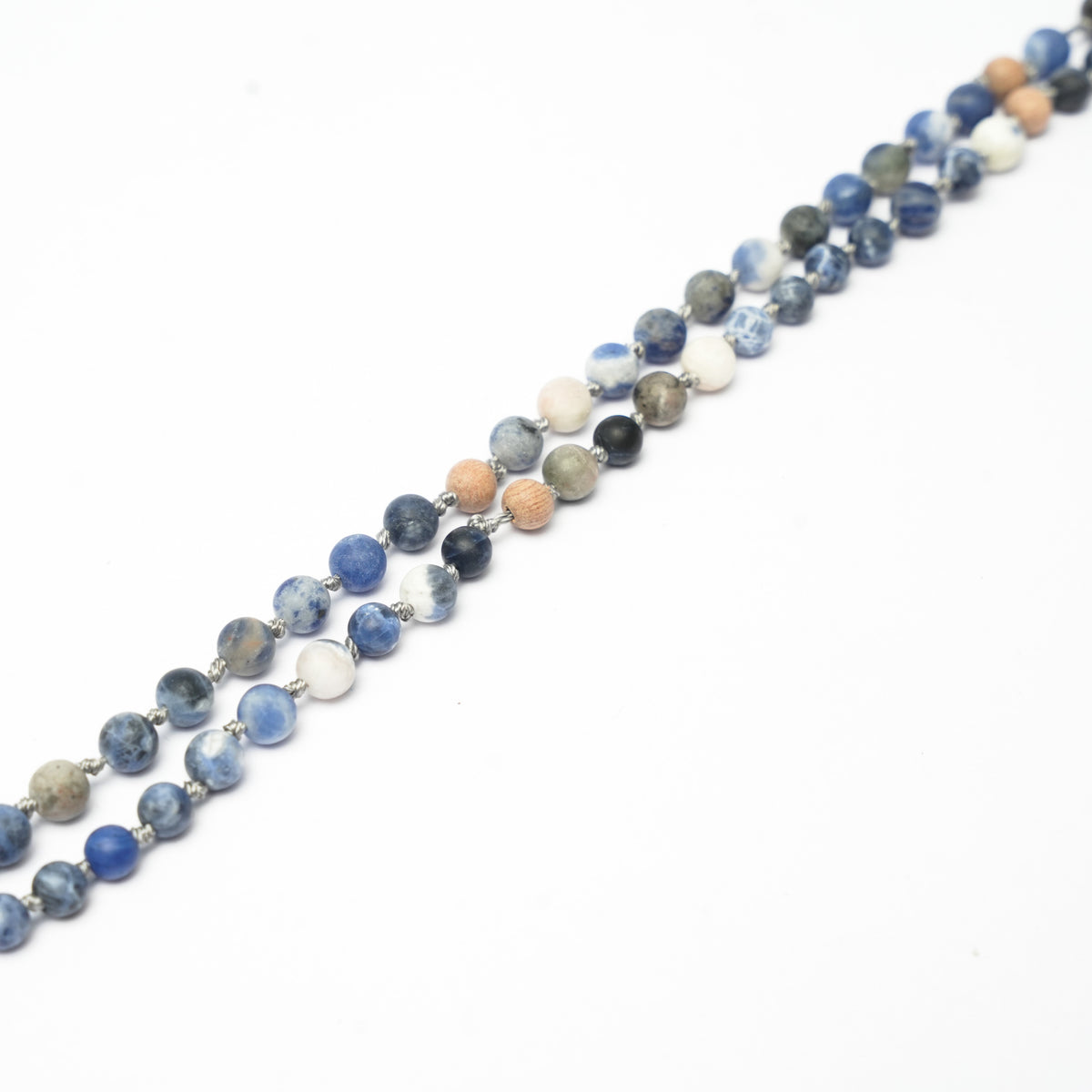 108 Matte Sodalite and Rosewood Diffuser Mala - 6mm beads