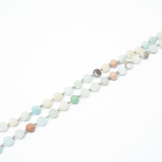 108 Matte Amazonite and Rosewood Diffuser Mala - 6mm beads