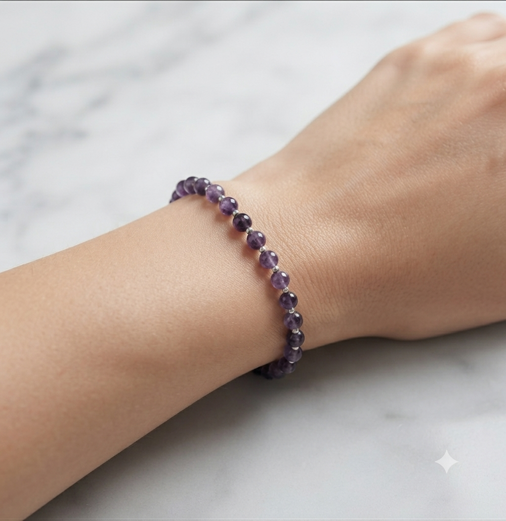 Amethyst Stretch Bracelet - Tarnish Free and Waterproof