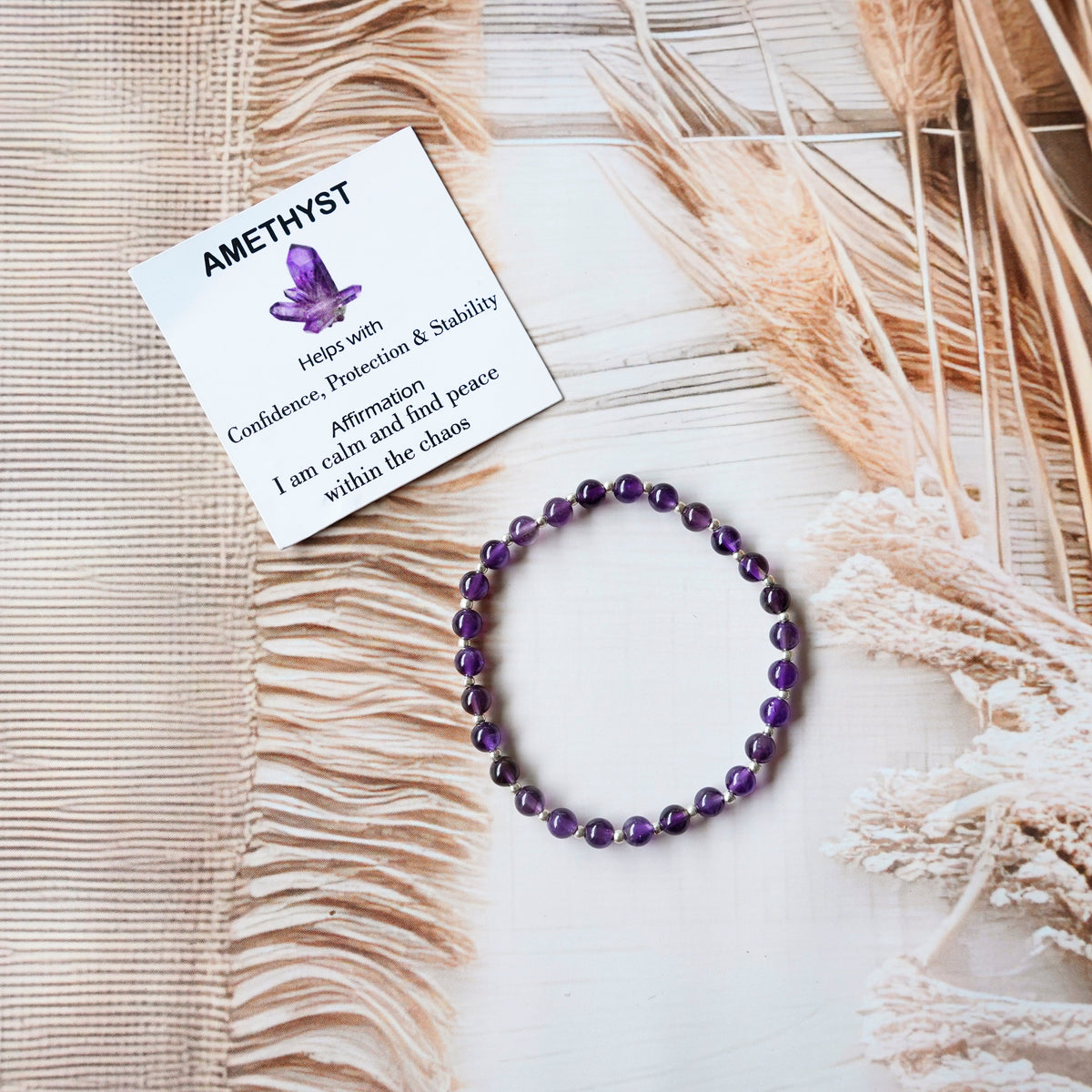 Amethyst Stretch Bracelet - Tarnish Free and Waterproof