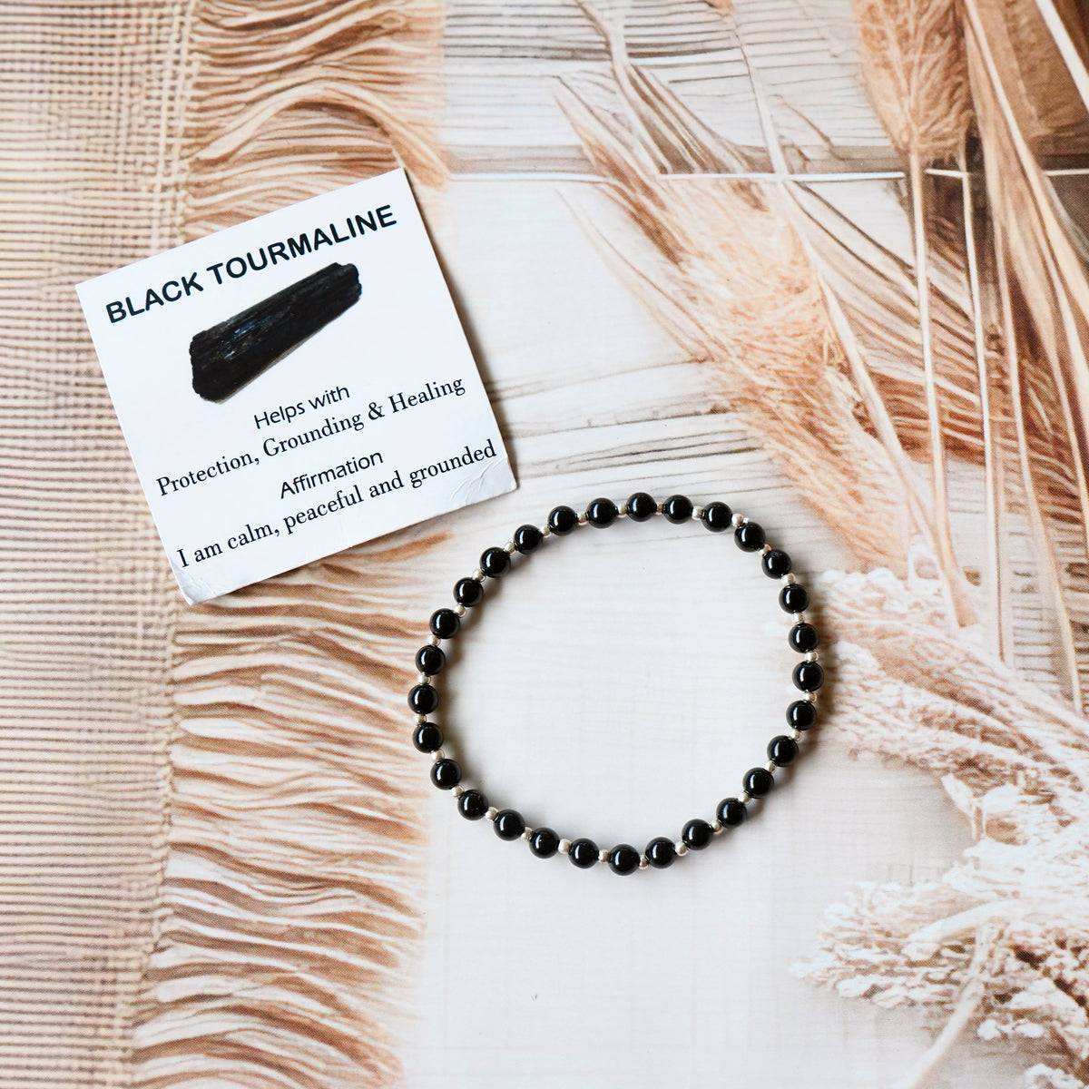 Black Agate Stretch Bracelet - Tarnish Free and Waterproof