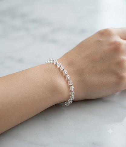 Clear Quartz Stretch Bracelet - Tarnish Free and Waterproof