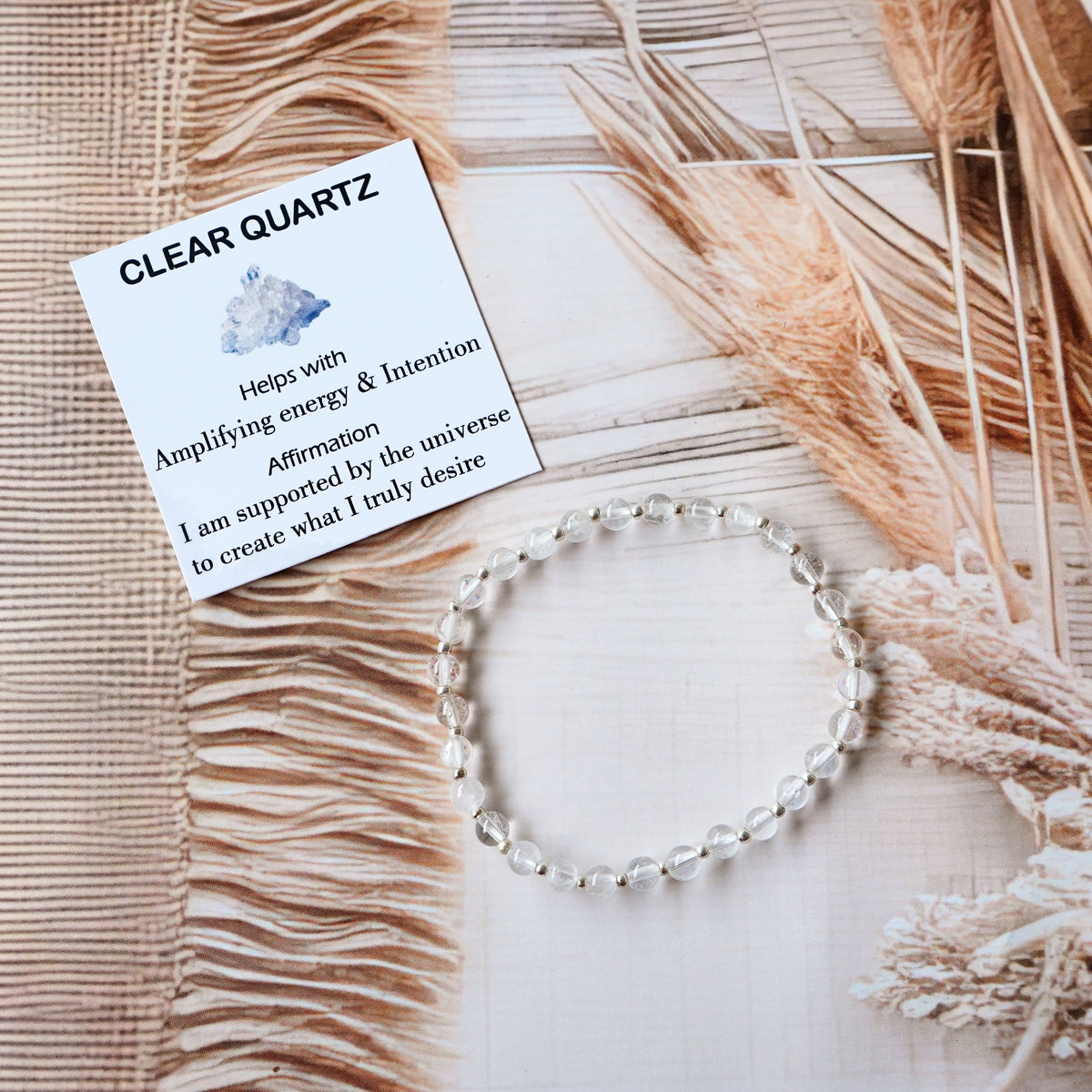 Clear Quartz Stretch Bracelet - Tarnish Free and Waterproof