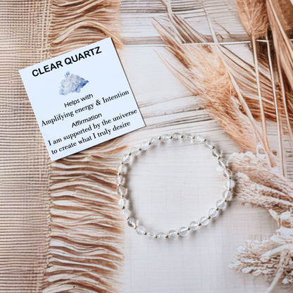 Clear Quartz Stretch Bracelet - Tarnish Free and Waterproof