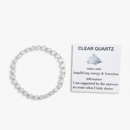 Clear Quartz Stretch Bracelet - Tarnish Free and Waterproof