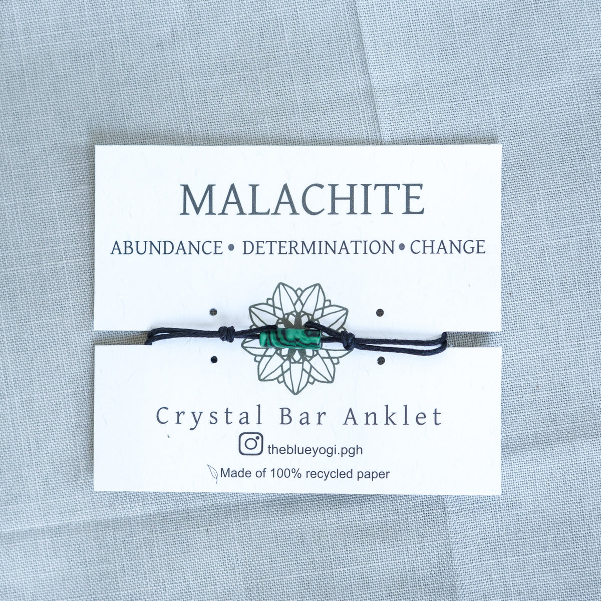 MALACHITE - Crystal Bar Anklet - Adjustable