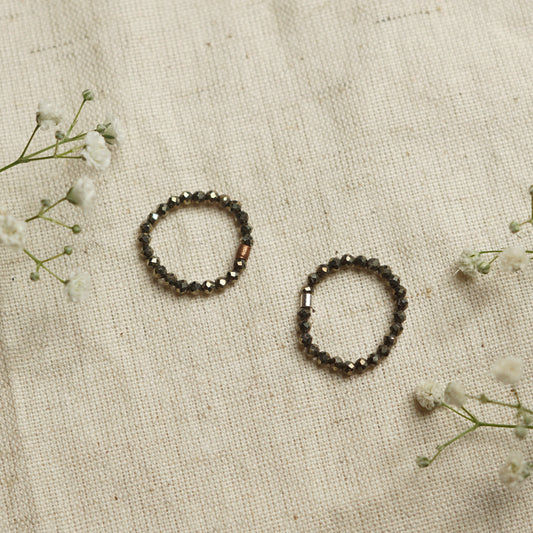 Elastic Anti-Anxiety Fidget Ring Made of Natural Faceted Gemstone Beads - Pyrite