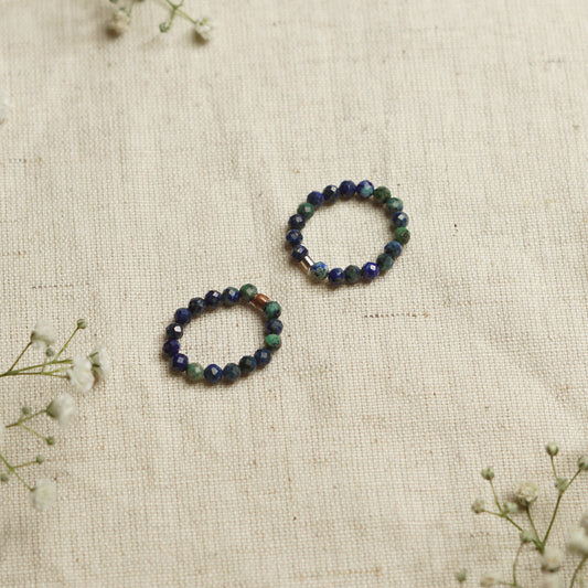 Elastic Anti-Anxiety Fidget Ring Made of Natural Faceted Gemstone Beads - Phoenix Lazuli