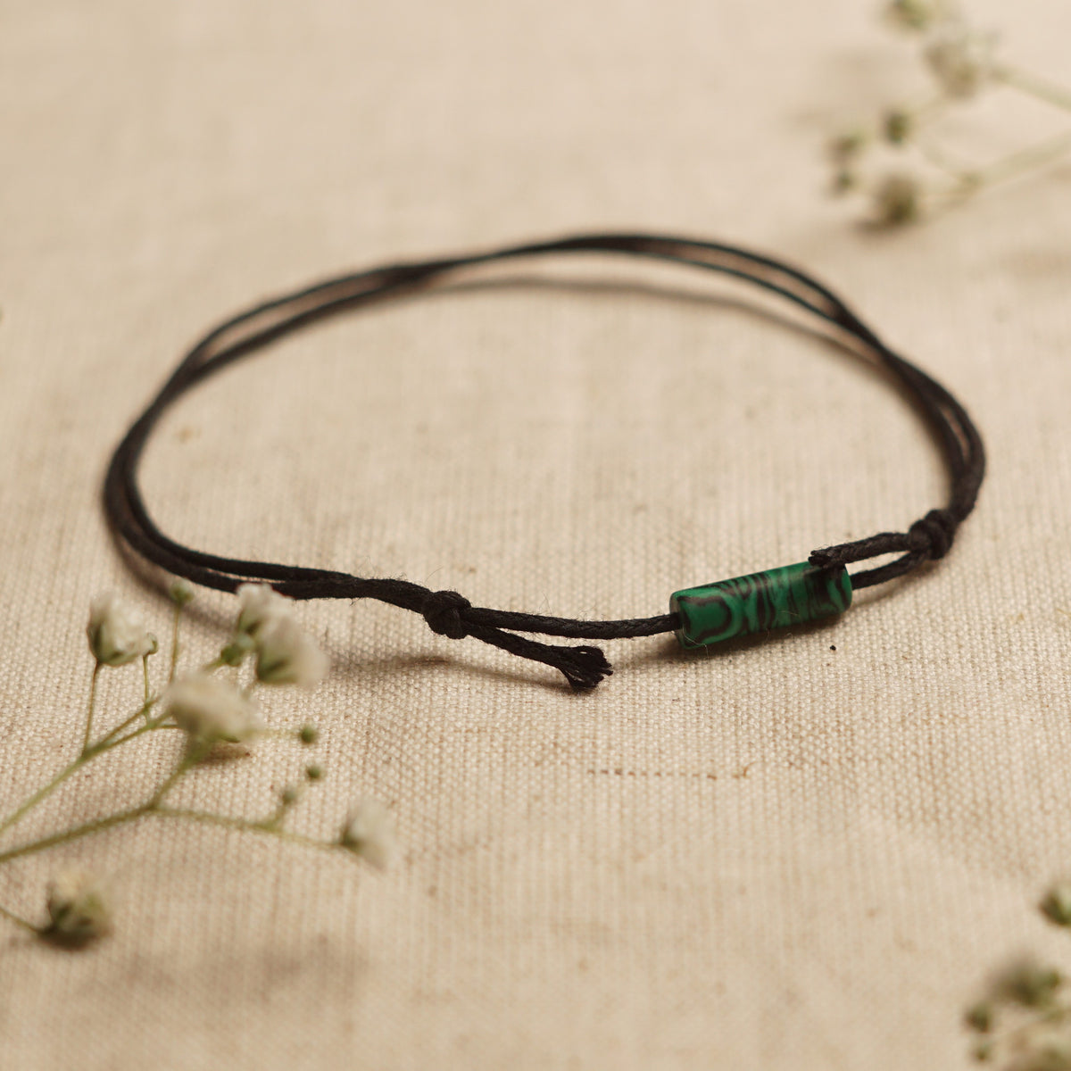 MALACHITE - Crystal Bar Anklet - Adjustable