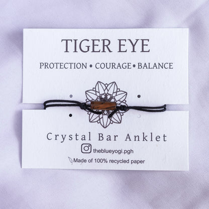 Tiger's eye - Crystal Bar Anklet - Adjustable