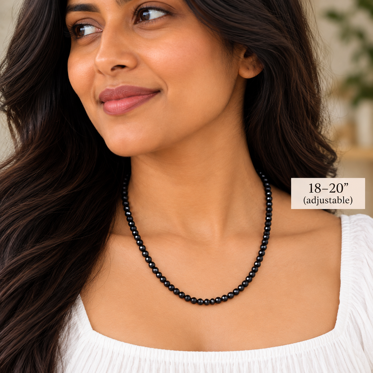 Dainty Black Tourmaline  Necklace - Natural Gemstones & Sterling Silver Clasp
