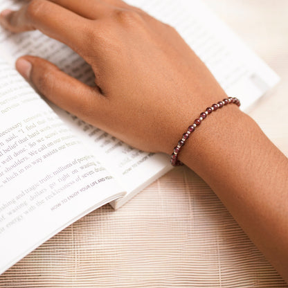 Garnet Stretch Bracelet - Tarnish Free and Waterproof
