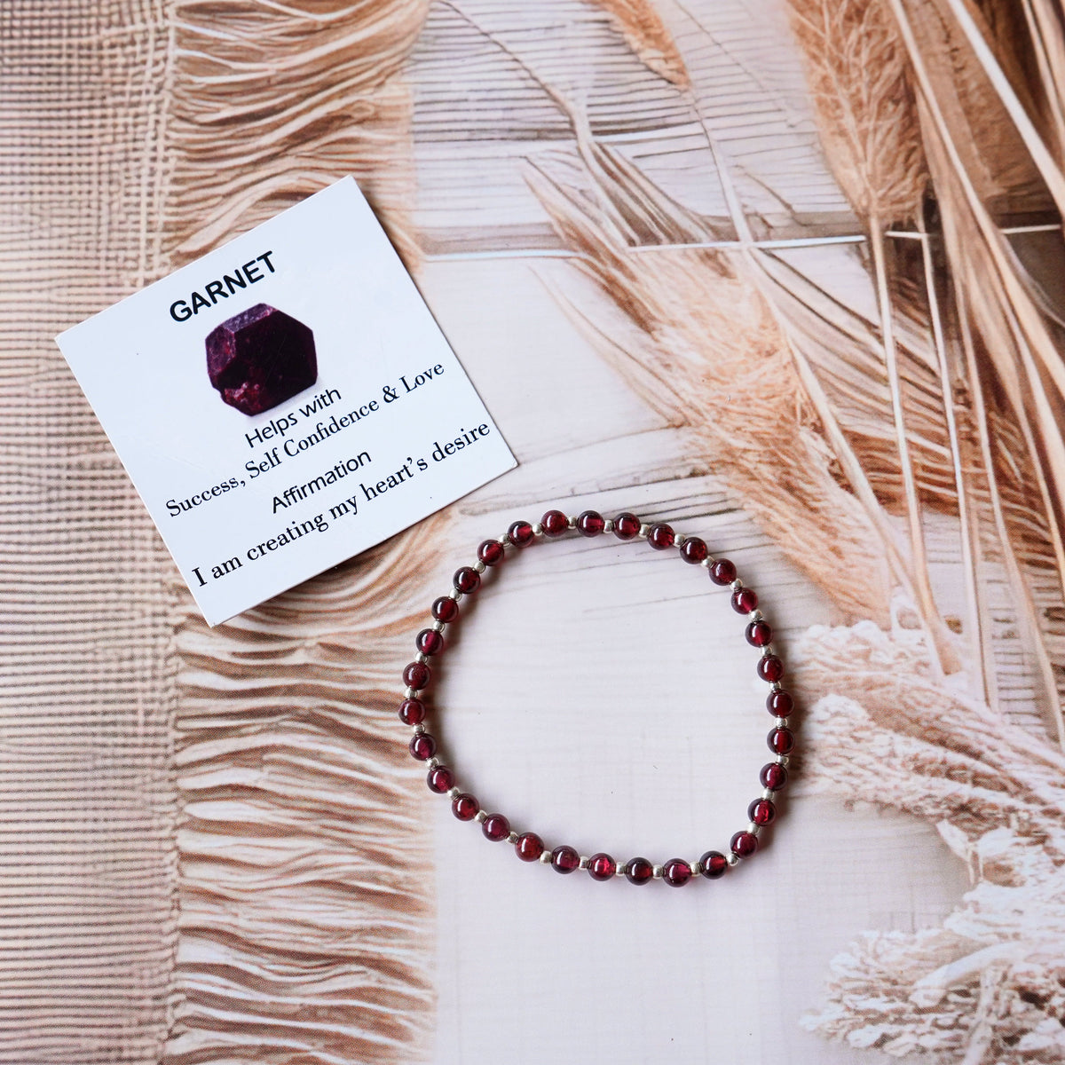 Garnet Stretch Bracelet - Tarnish Free and Waterproof