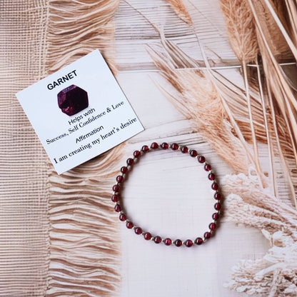 Garnet Stretch Bracelet - Tarnish Free and Waterproof