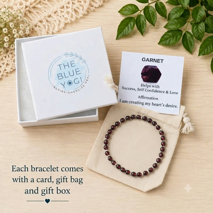 Garnet Stretch Bracelet - Tarnish Free and Waterproof