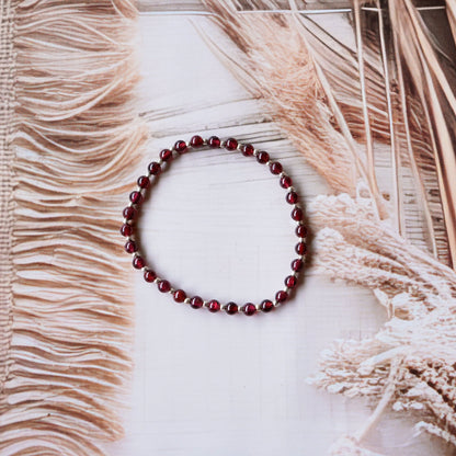 Garnet Stretch Bracelet - Tarnish Free and Waterproof