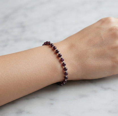 Garnet Stretch Bracelet - Tarnish Free and Waterproof