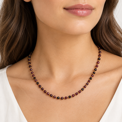 Dainty Garnet Necklace - Natural Gemstones & 18K Gold Plated Anti-Tarnish  Chain