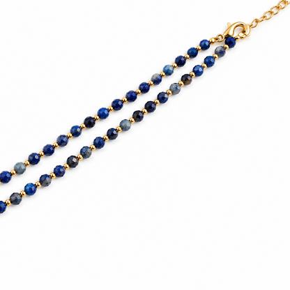 Dainty Lapis Lazuli Necklace - Natural Gemstones & 18K Gold Plated Anti-Tarnish Chain