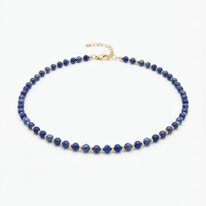 Dainty Lapis Lazuli Necklace - Natural Gemstones & 18K Gold Plated Anti-Tarnish Chain