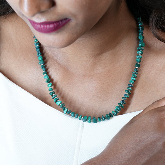 Natural Malachite Chip bead Necklace - adjustable length
