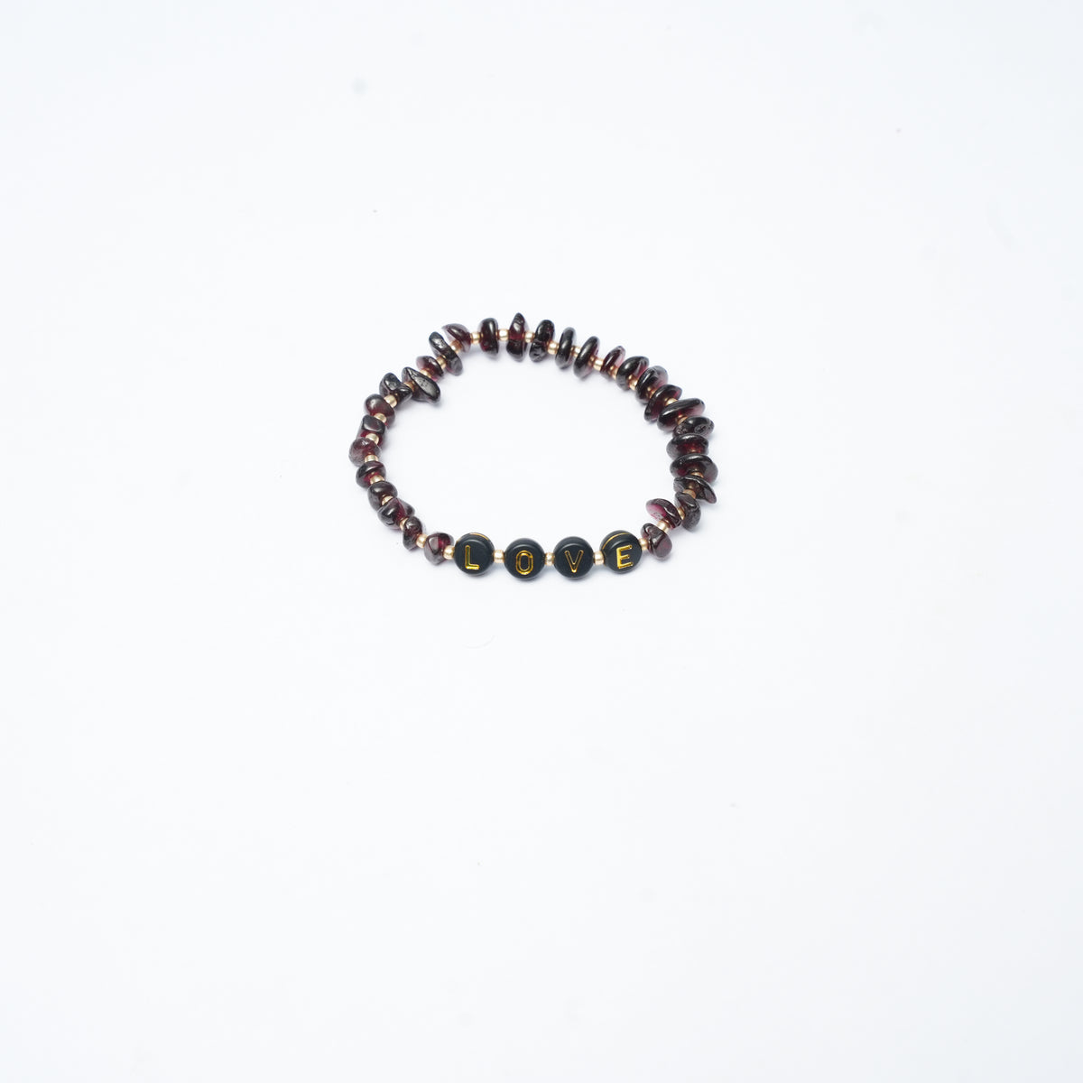 LOVE -  Garnet Chip Bracelet