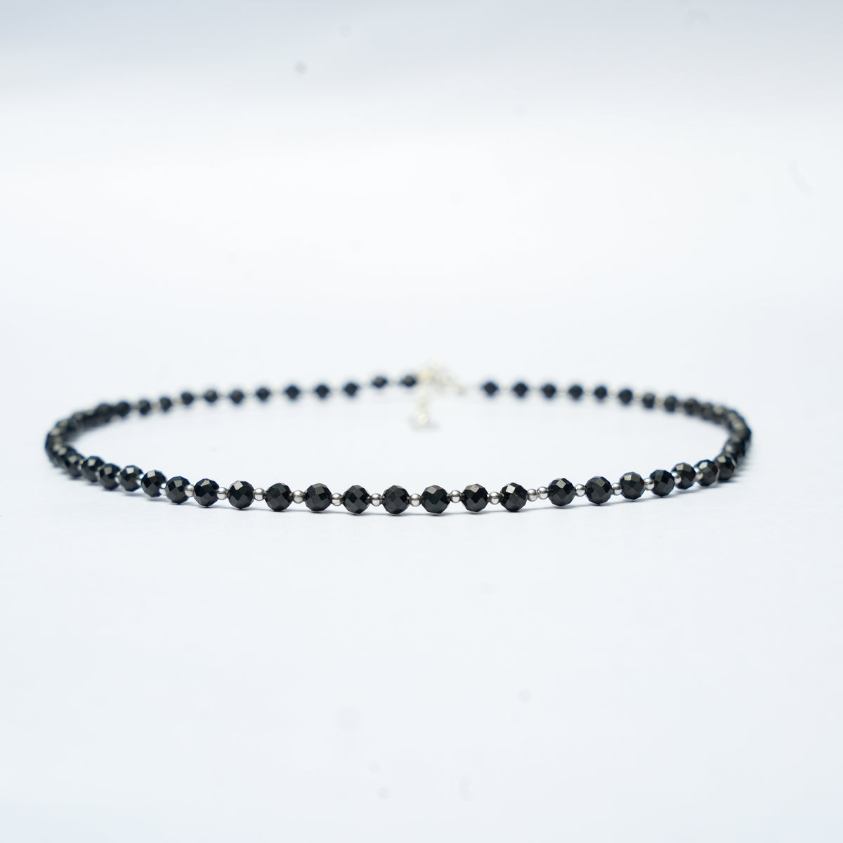Dainty Black Tourmaline  Necklace - Natural Gemstones & Sterling Silver Clasp