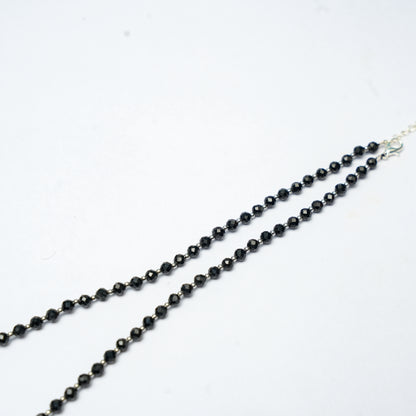 Dainty Black Tourmaline  Necklace - Natural Gemstones & Sterling Silver Clasp