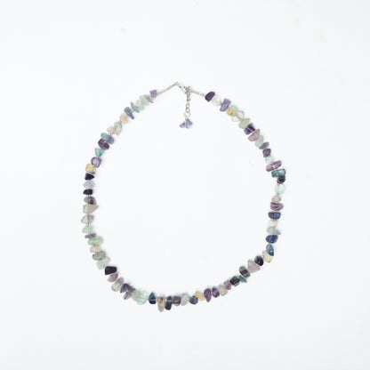 Natural Fluorite Chip bead Necklace - adjustable length