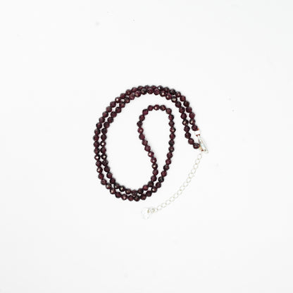 Dainty Faceted Garnet Necklace - Natural Gemstones & Sterling Silver Clasp