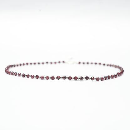 Dainty Faceted Garnet Necklace - Natural Gemstones & Sterling Silver Clasp