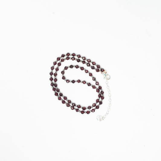 Dainty Faceted Garnet Necklace - Natural Gemstones & Sterling Silver Clasp