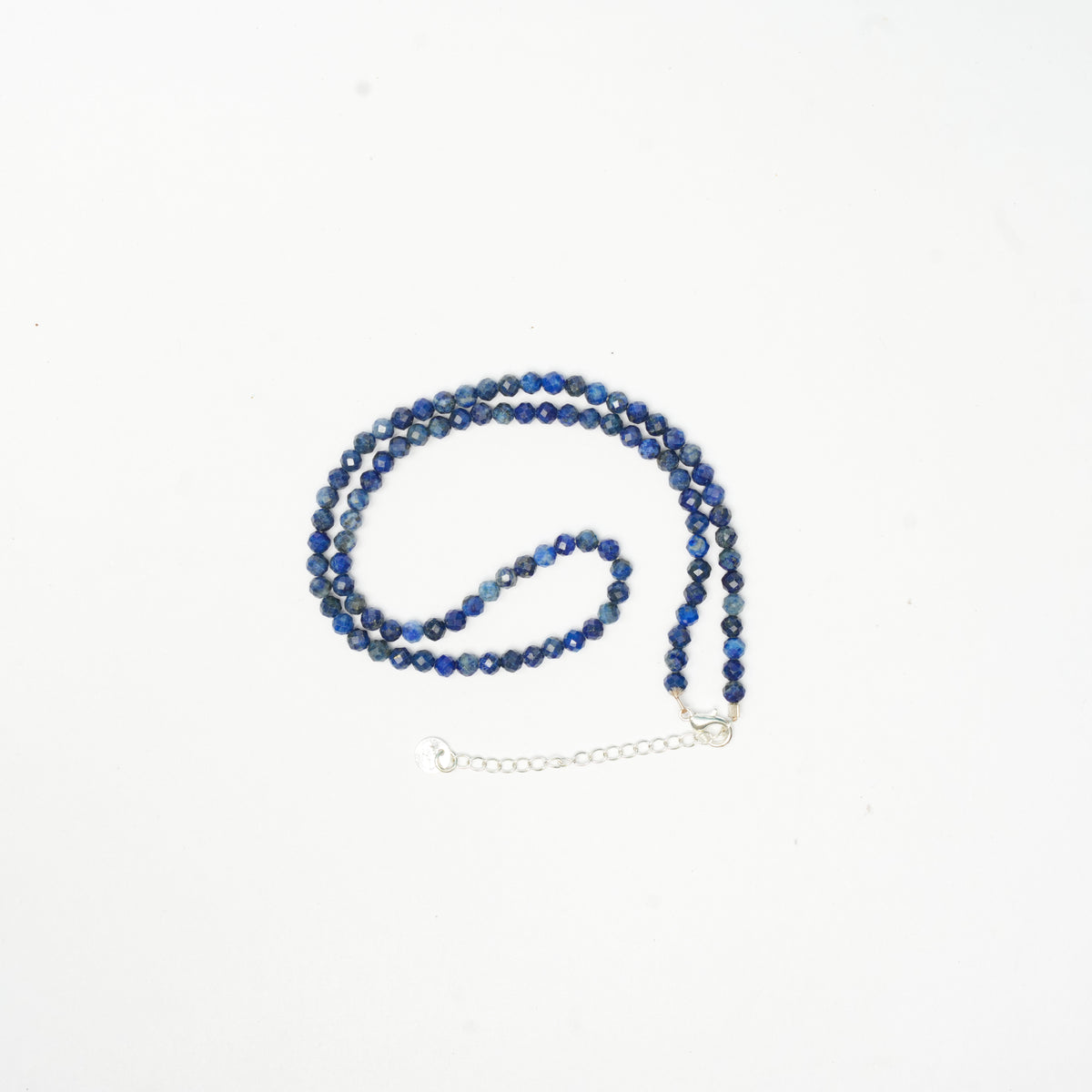 Dainty Faceted Lapis Lazuli Necklace - 4mm Natural Gemstones & Sterling Silver Clasp