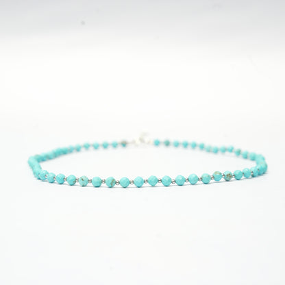 Dainty Faceted Turquoise Necklace - 4mm Natural Gemstones & Sterling Silver Clasp
