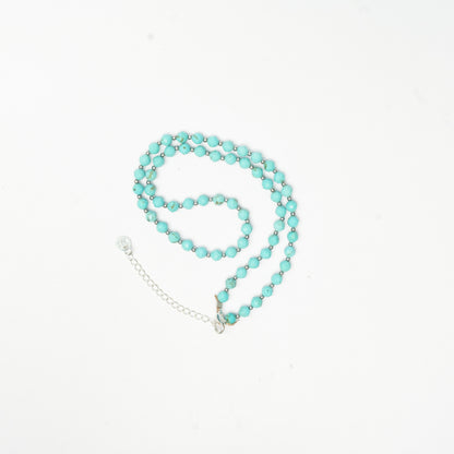 Dainty Faceted Turquoise Necklace - 4mm Natural Gemstones & Sterling Silver Clasp