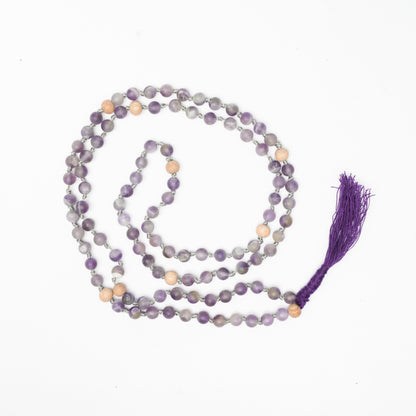 108 Matte Amethyst and Rosewood Diffuser Mala - 6mm beads