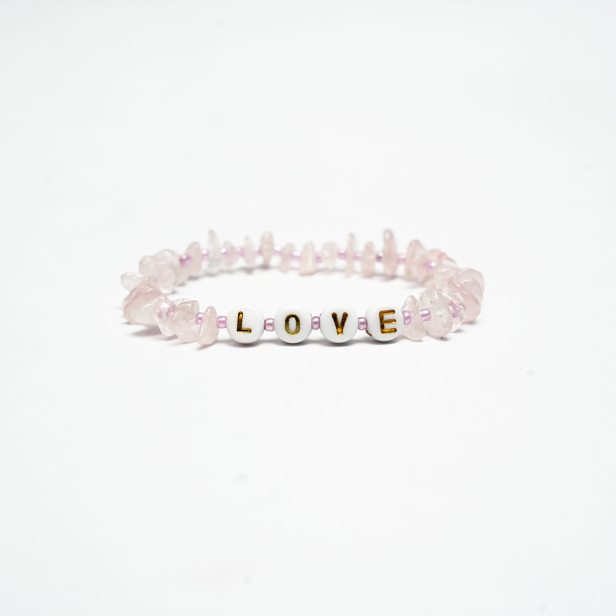 LOVE - Rose Quartz Chip Bracelet