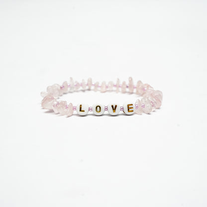 LOVE - Rose Quartz Chip Bracelet