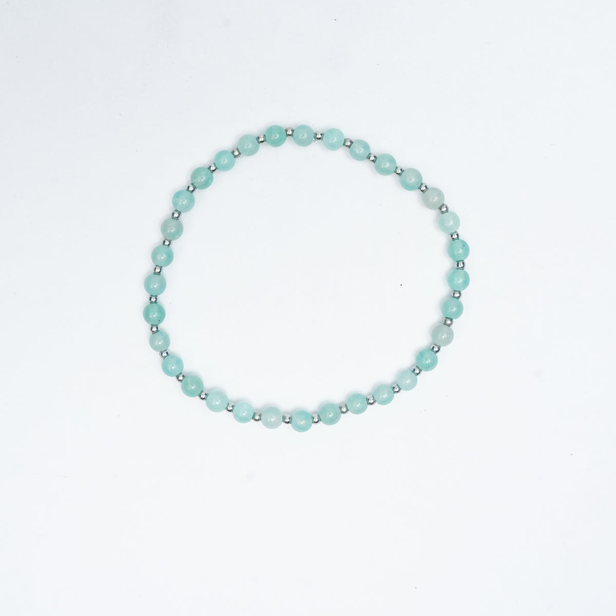 Natural Amazonite Stretchy bracelet with Stainless steel beads