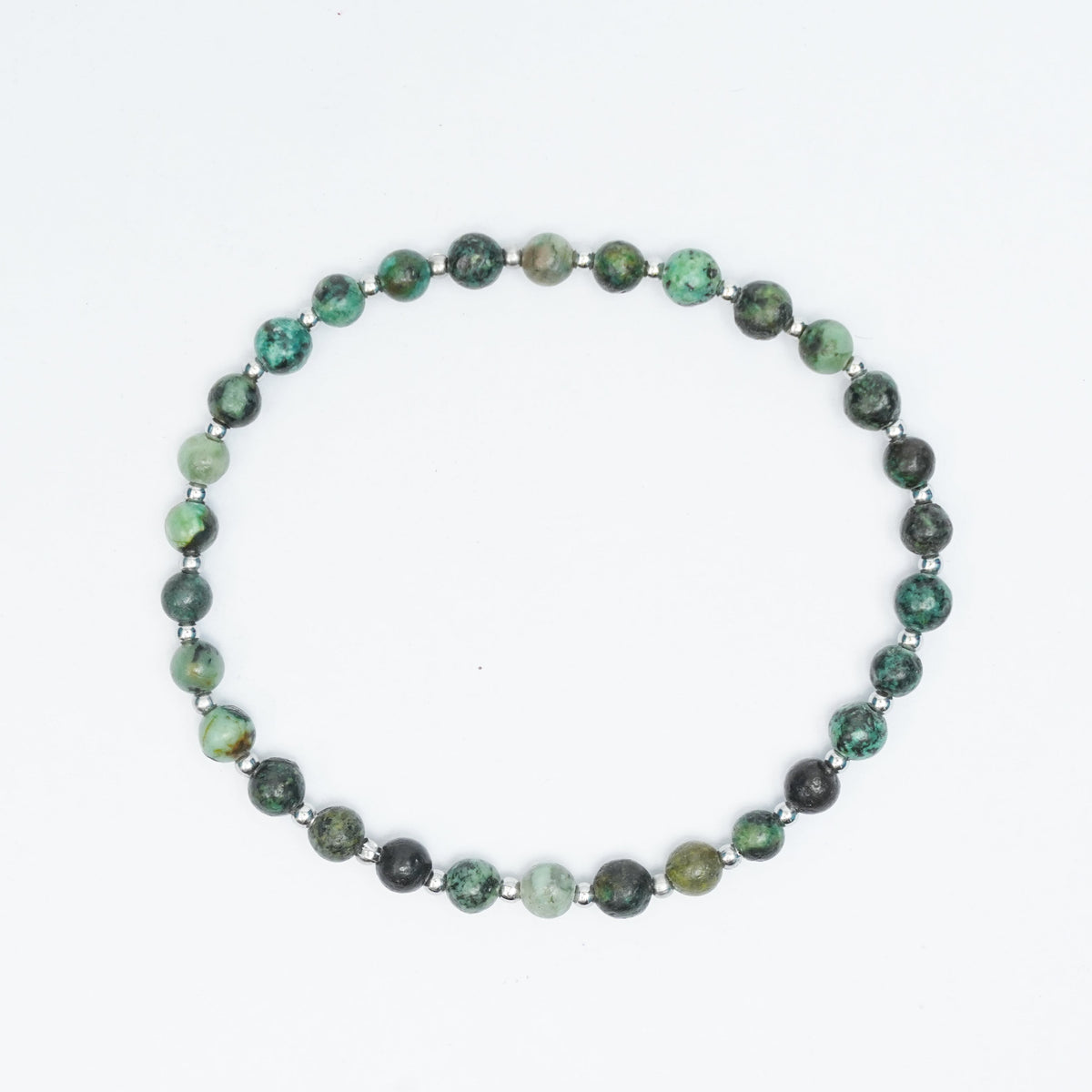 Natural African Turquoise stretchy bracelet with Stainless steel beads