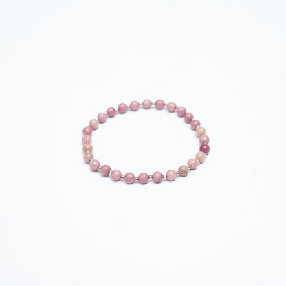 Natural Rhodonite stretchy bracelet with Stainless steel beads