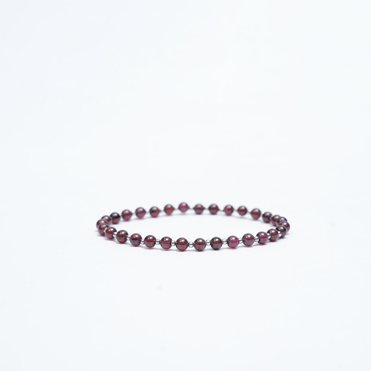 Natural Garnet stretchy bracelet with Stainless steel beads