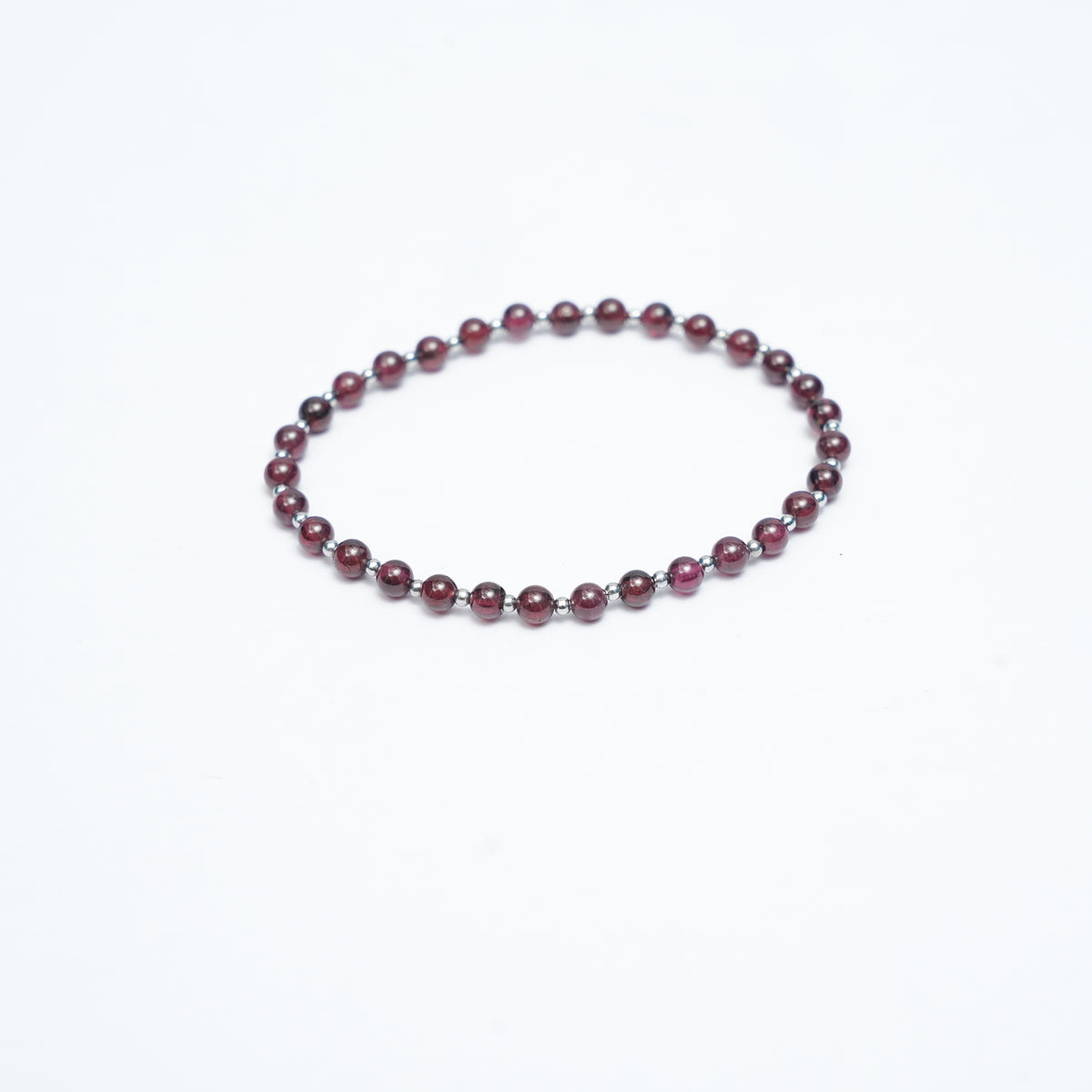 Natural Garnet stretchy bracelet with Stainless steel beads