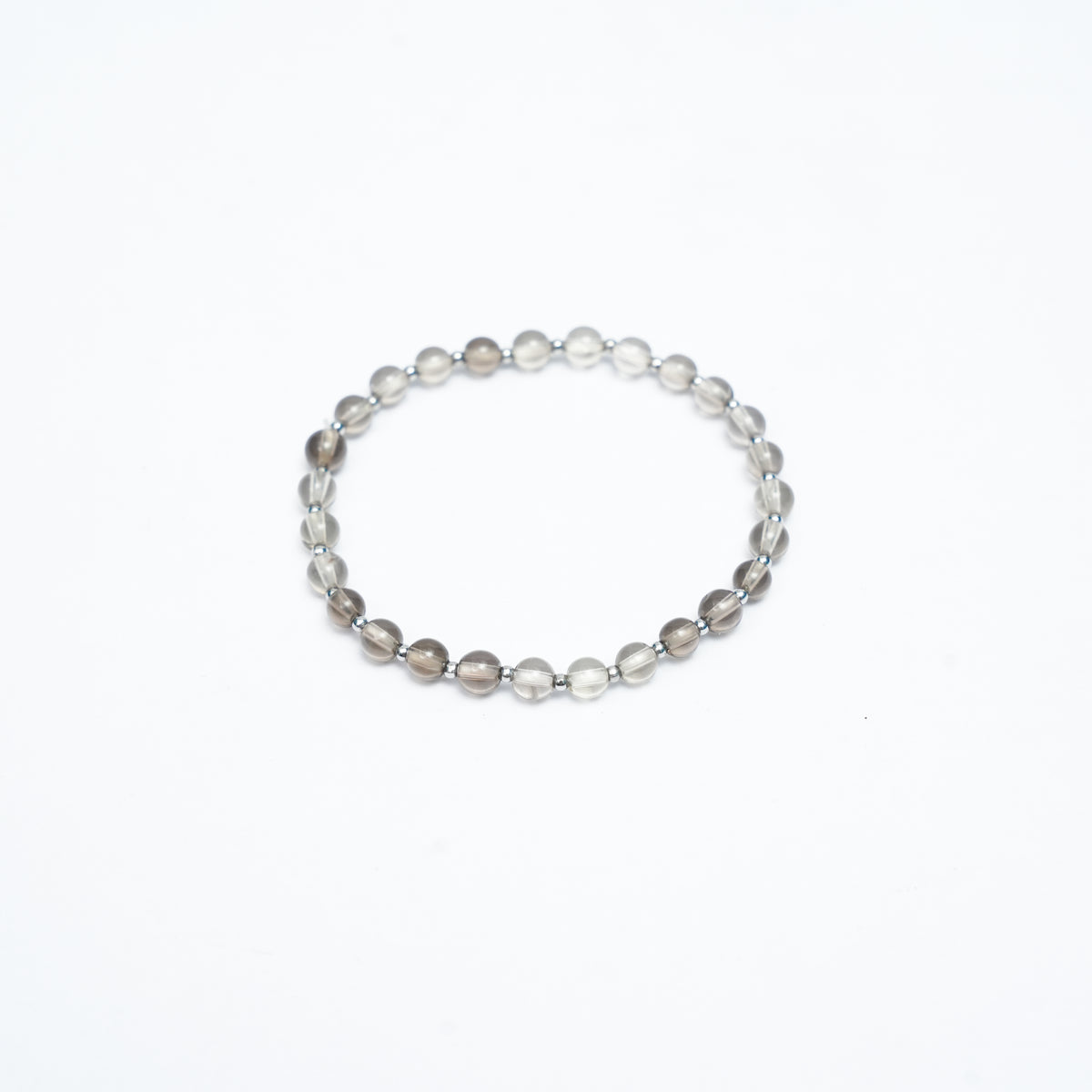 Natural Smoky Quartz Stretchy bracelet with Stainless steel beads