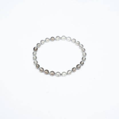 Natural Smoky Quartz Stretchy bracelet with Stainless steel beads