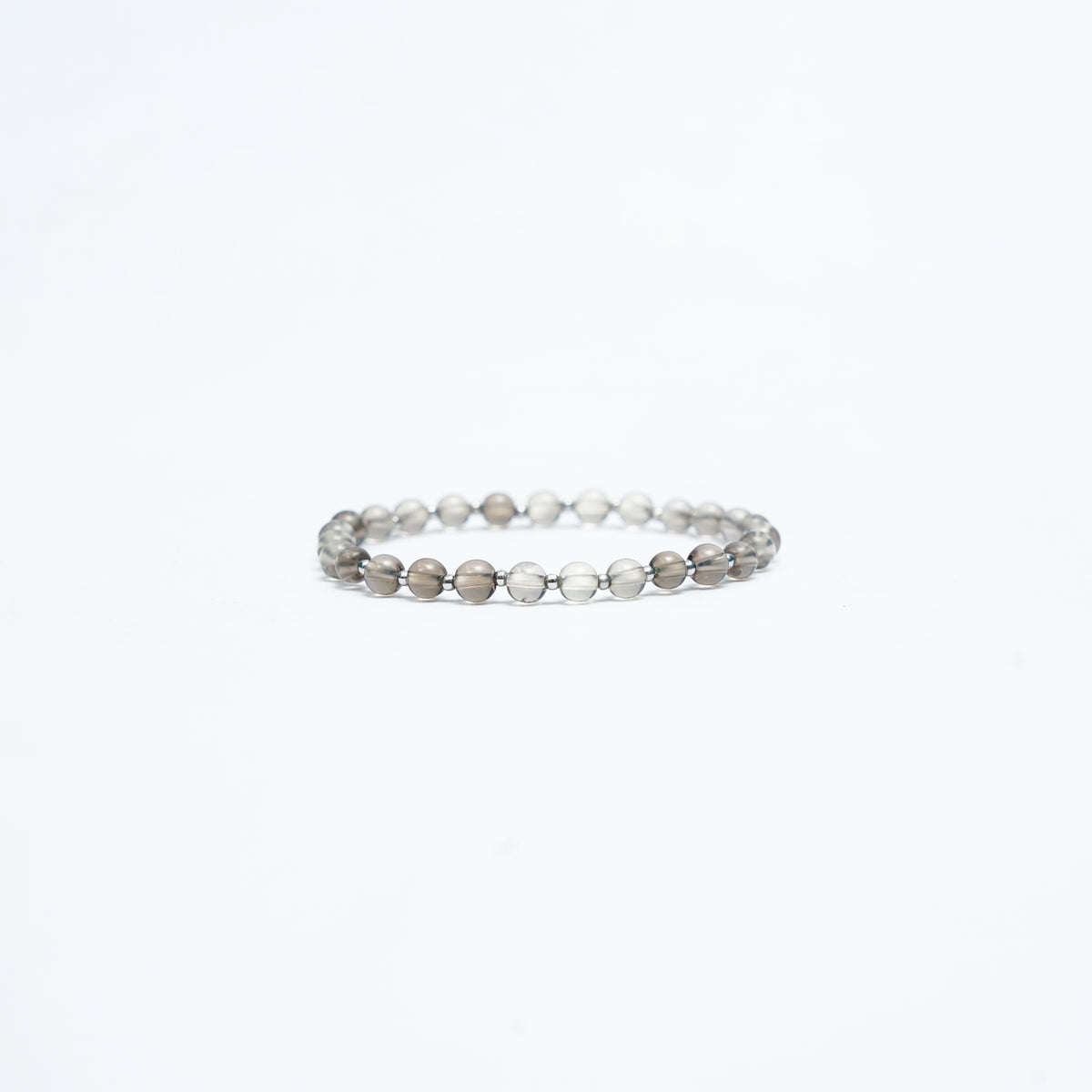 Natural Smoky Quartz Stretchy bracelet with Stainless steel beads