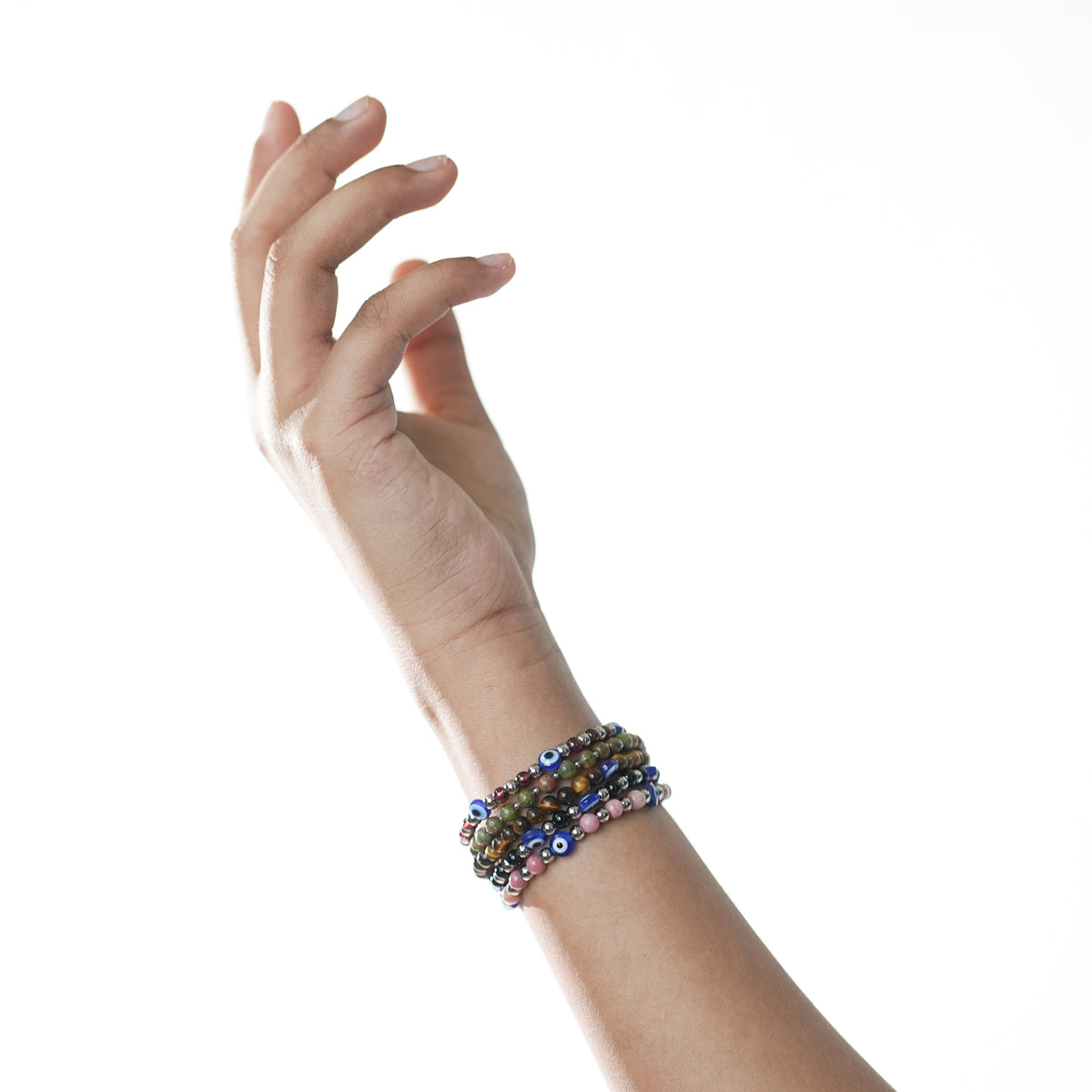 Natural Garnet stretchy bracelet with Stainless steel beads