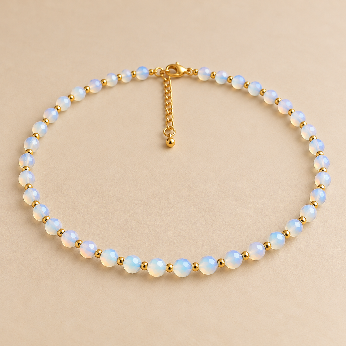 Dainty Opalite Necklace - Natural Gemstones & 18K Gold Plated Anti-Tarnish Chain
