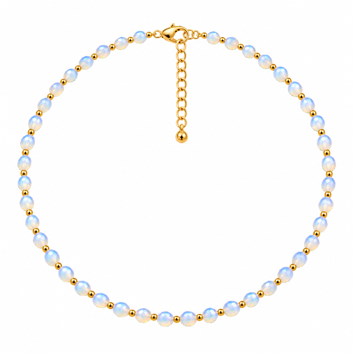 Dainty Opalite Necklace - Natural Gemstones & 18K Gold Plated Anti-Tarnish Chain